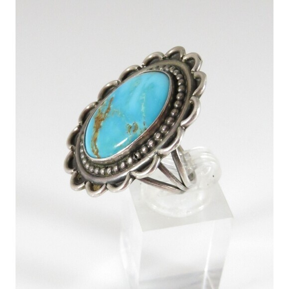 Old Pawn Pilot Mountain Turquoise Sterling Silver Ring Size 6.75 - Picture 4 of 9